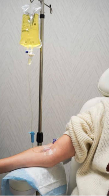 Patient receiving an intravenous infusion